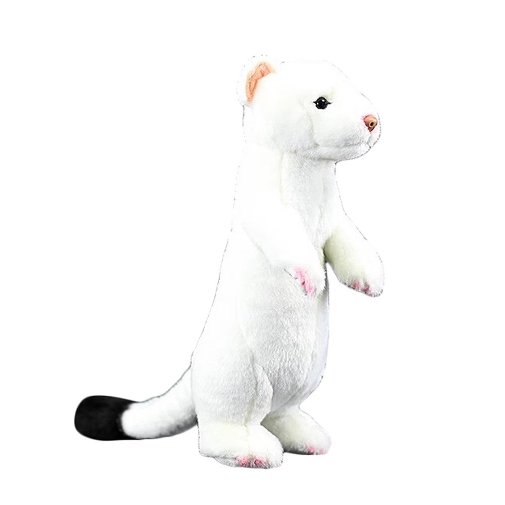 สีขาวยืน Ferret Plush, 12.6 นิ้วสั้น Tailed Weasel ตุ๊กตาสัตว์,น่ารักเหมือนจริง Stoat Ferret Plushie