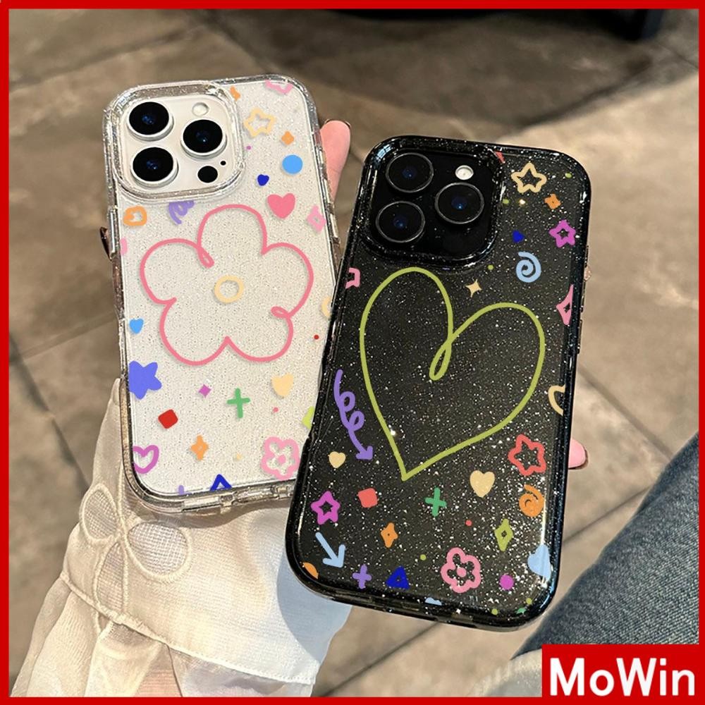 Movin - เคส iPhone 16 Pro Max iPhone 11 เคสใสแบบแวววาว TPU นุ่มสีสันสดใส ดอกไม้หลากสีสวยงาม Compatible iPhone15 Pro max 14 13 12 Pro max XS XR 7 Plus 8 Plus