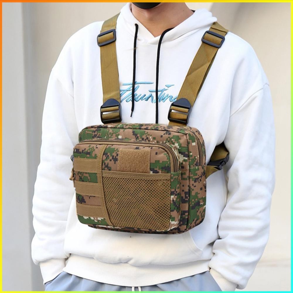 รถมอเตอร์ไซค์รถยนต์★ Chest Rig Packs Fashion Punck Chest Bag Oxford Multifunctional for Hiking Sports