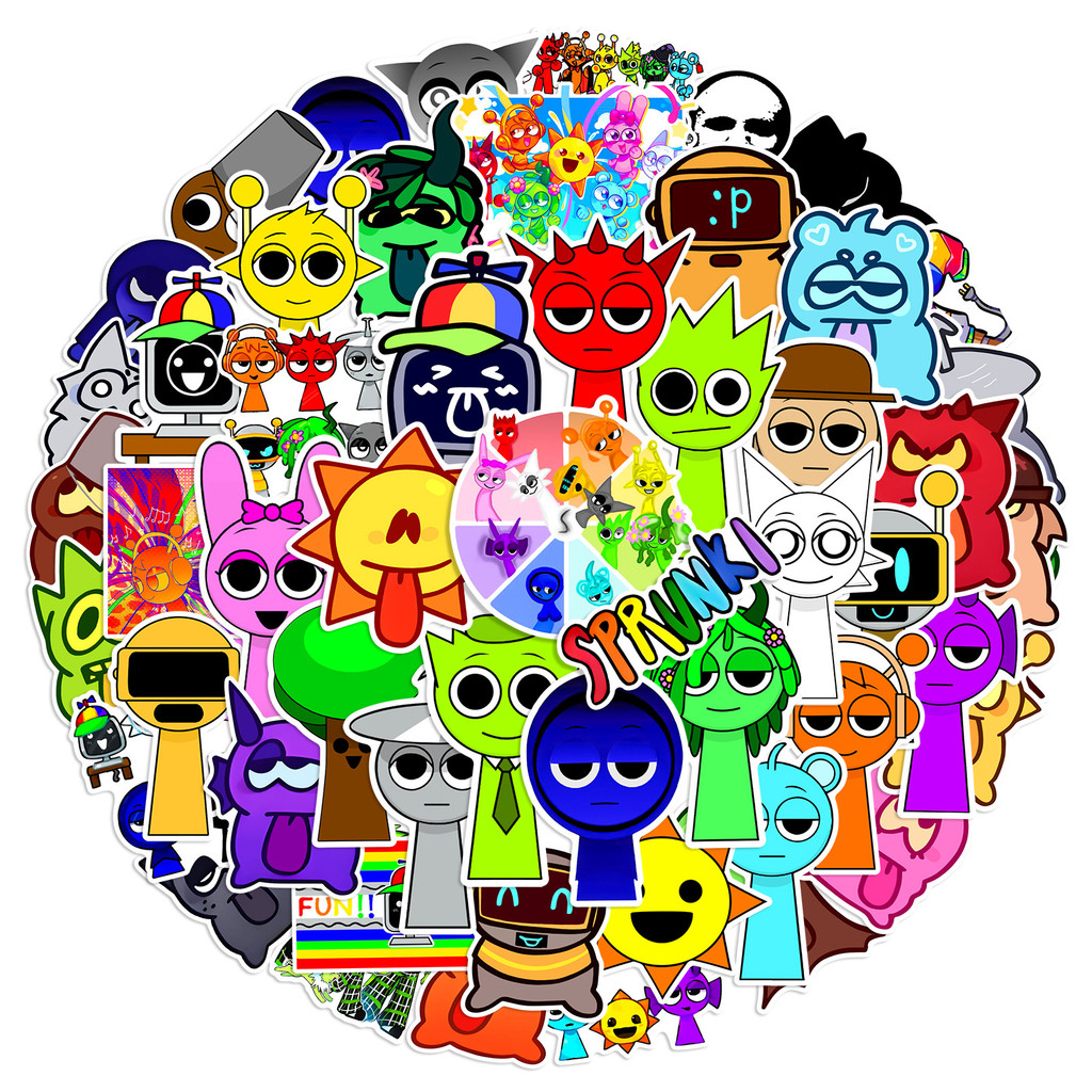 50pcs ร้อนเกม Incredibox Plush Graffiti สติกเกอร์สําหรับจักรยานบัญชีมือดินสอ Decals LanLanStickersWorld เด็กของขวัญ RecordingYourLife