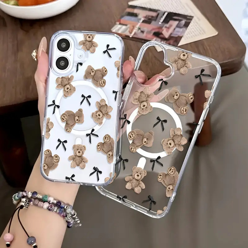 ตุ๊กตาหมีสีน้ําตาลปลอกเหมาะสําหรับ Iphone 11promax 16pro 16promax X XR XSMAX 12 13 14 15 pro max 12mini 13mini ปลอกฝาหลัง 14promax 15plus