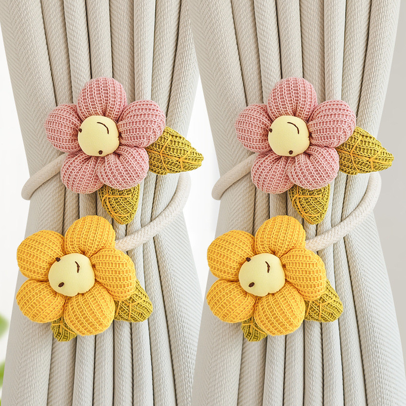 แนะนำ ผ้าม่าน (2ชิ้น) ยิ้มดอกไม้สายรัดผ้าม่าน, แฮนด์เมดน่ารัก, ตาข่ายเก็บผ้าม่านหัวเข็มขัดสายรัด, อุปกรณ์ถัก, ที่ทันสมัยเรียบง่ายสายรัดผ้าม่าน ราคาพิเศษ มีเก็บเงินปลายทาง