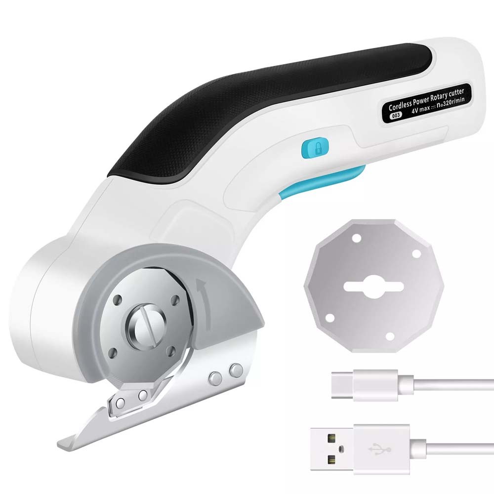 Electric Scissors Cordless Rotary Cutter Leather Fabric Carpet Cardboard Cutter