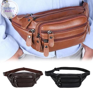 Habitatport ความจุขนาดใหญ่กันน้ําหนังแท้ผู้ชายกระเป๋าคาดเอว Cowhide ซิปเว็บไซต์คนงานกระเป๋าเดินทางโทรศัพท์เพื่อการพักผ่อน th
