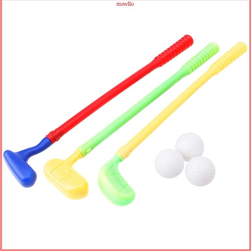 Mavllo มินิเกมกอล์ฟของเล่นเด็กชุดไม้กอล์ฟสําหรับ w 3Club 3Ball เด็กวัยหัดเดินลานกิจกรรม T