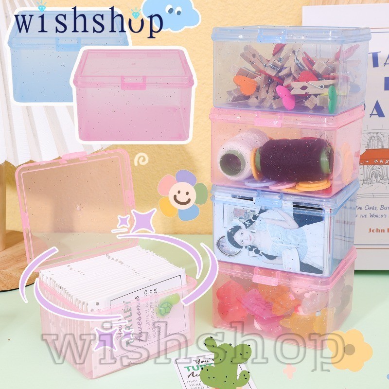 Flip Storage Caes - Home Desktop Stationery Organizer - Small Items Collection Box - Portable, Translucent, Multi-purpose - ที่วางภาชนะสําหรับ Idol Photo Card, DIY Sticker