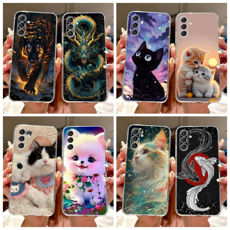 การ์ตูนสําหรับ Samsung Galaxy A14 5G กรณี SM-A146B Cool Tiger Dragon Cat ซิลิโคนเคสโทรศัพท์สําหรับ Samsung A14 SM-A145F Shell