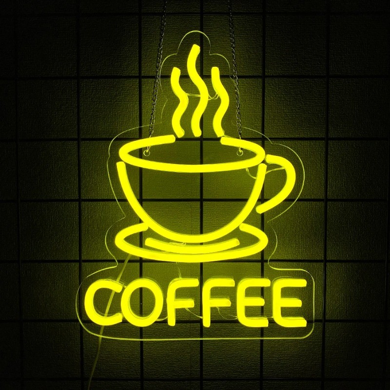 ป้ายนีออนกาแฟ, ป้าย Led สว่างเป็นพิเศษ, แหล่งจ่ายไฟแบบเชื่อมต่อ Usb, เหมาะสําหรับการตกแต่งธุรกิจโต๊ะทํางานด้านหน้าร้านกาแฟ