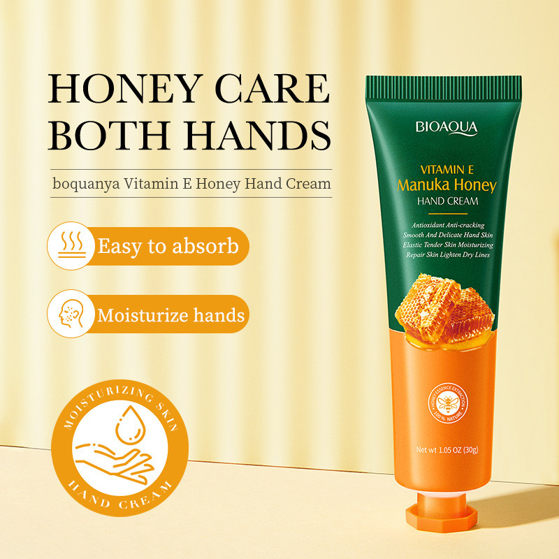 จัดส่งรวดเร็วBIOUA Vitamin E honey Hand cream smooth moisturizing nourishing สําหรับทุกวัย multi-eff
