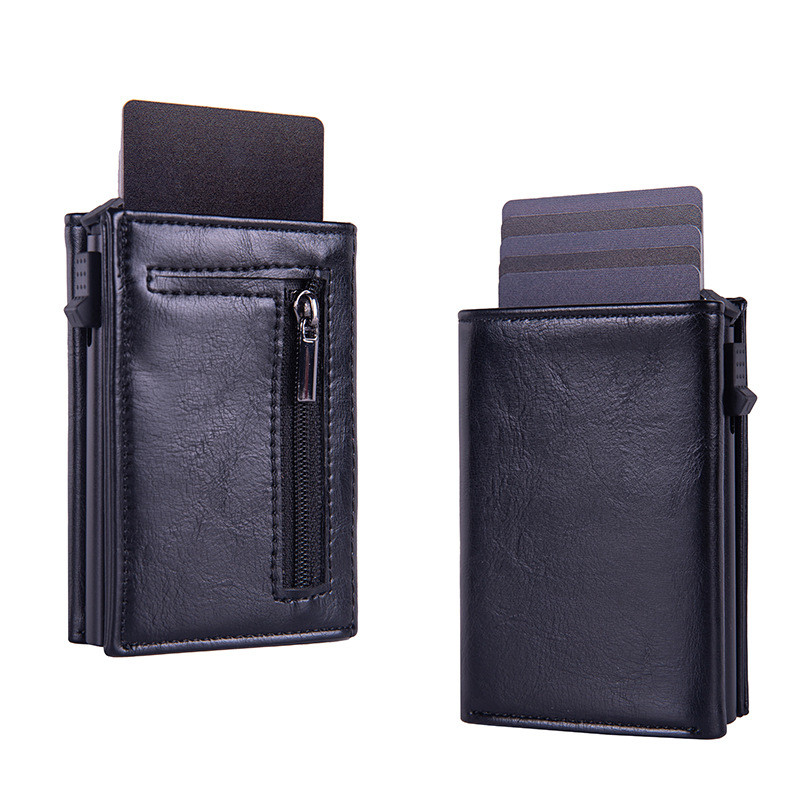 Anti Theft Card Wallet RFID อลูมิเนียมกล่องบัตรเครดิตแฟชั่นธุรกิจอัตโนมัติ Pop Up Card Holders