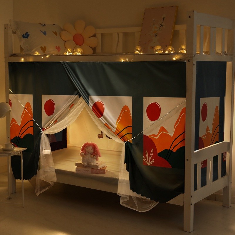 แนะนำ ผ้าม่าน 2pcs/set ราคาถูกที่สุด เข็มขัดที่มีการบังแดดและหนาผ้ากอซผ้าม่านเตียงชั้นล่างหอพักหญิงเตียงนักเรียนปิดทึบบนเ ราคาพิเศษ มีเก็บเงินปลายทาง