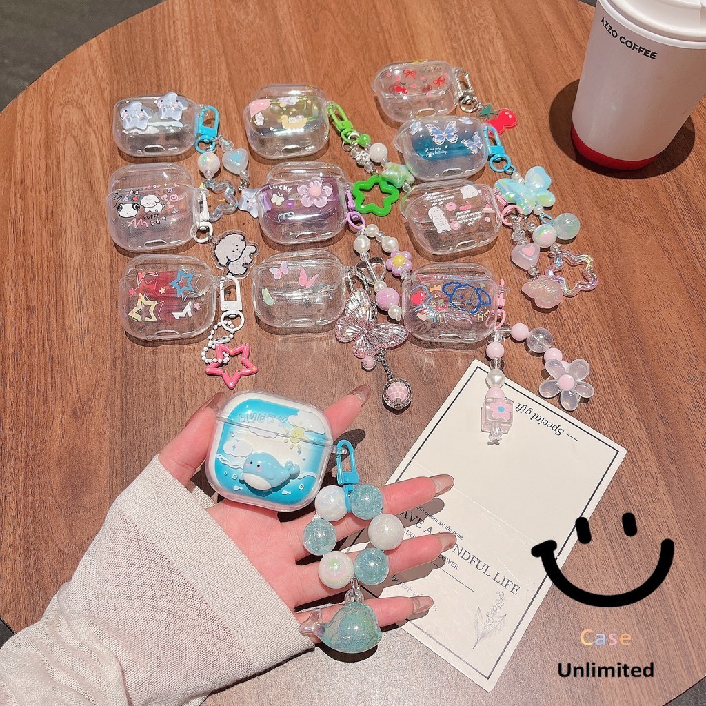 สําหรับ เหมาะQPLUS Stereo BT24 เคส Case หูฟังบุคลิกภาพ วาฬ ลูกสุนัข ดอกไม้ ดาว ผีเสื้อ motif