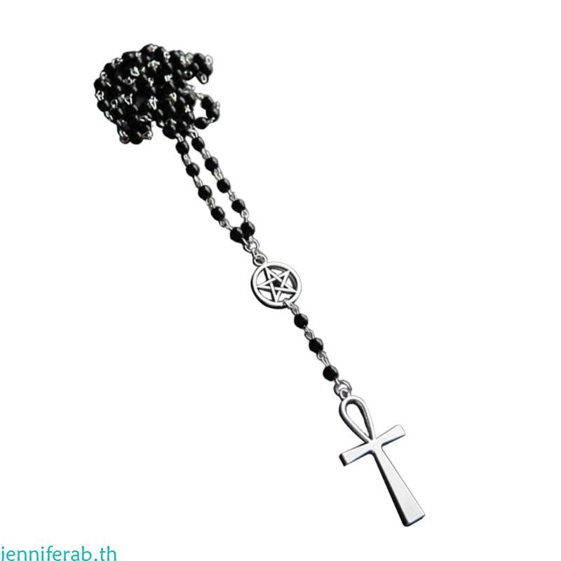 Jenniferab Y2K Cross Star จี้สร้อยคอผู้หญิงแฟชั่น Egirl Punk Clavicle Chain
