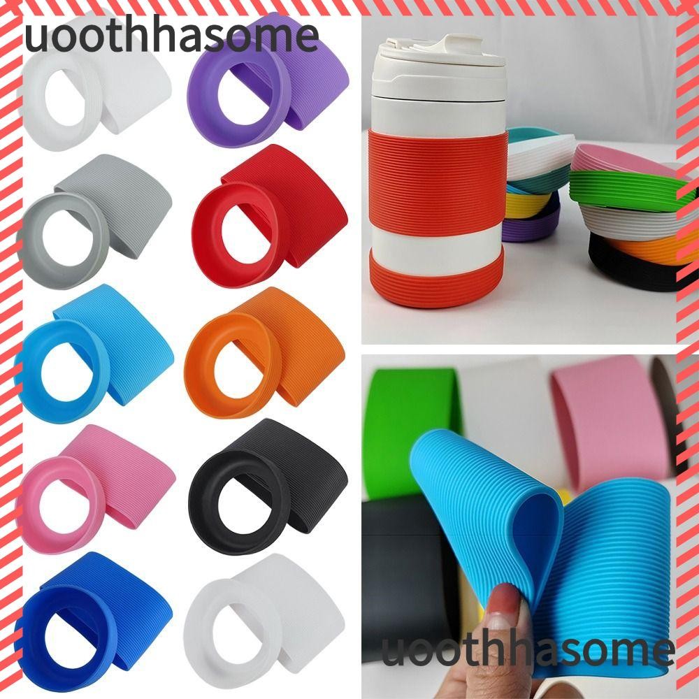 UOOTHASOME ชุดปลอกถ้วย, ปลอกซิลิโคนเกลียวหลากสี, ปลอกที่รองแก้วกันลื่นลาย 6.5 ซม.