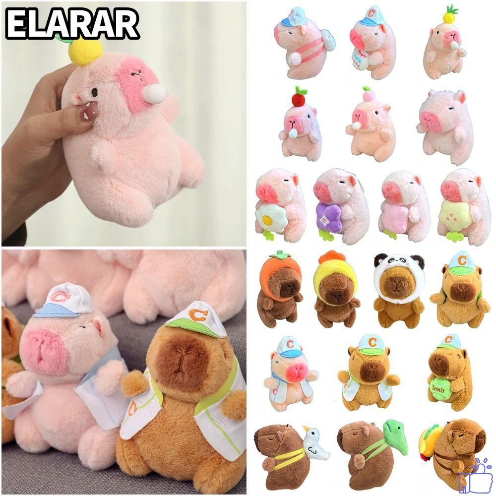 ELARAR ตุ๊กตา Capybara พวงกุญแจ, หลากสีการ์ตูน Capybara จําลอง Capybara จี้, Kawaii น่ารักตุ๊กตาสัตว์อุปกรณ์เสริม Fluffy ตุ๊กตาสัตว์กระเป๋าตกแต่ง