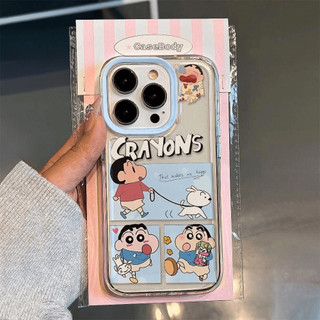 การ์ตูนดูเดิลตลก ๆ นุ่ม เคส ชินจัง IPhone 11 15 12 13 14 Pro Max X XR XS Max 7Plus 8 14 15 Plus SE 2020 หน้าปก