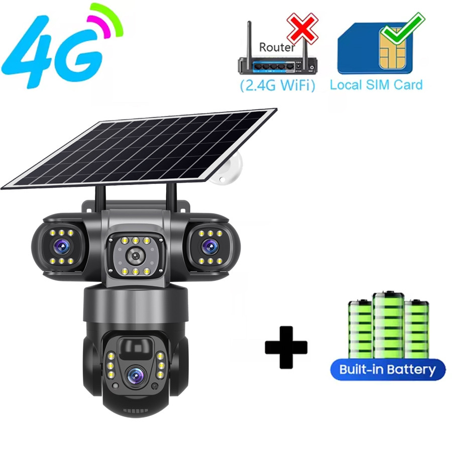 TDL 3 เลนส์ 4G พลังงานแสงอาทิตย์กล้อง HD15 MP360 กันน้ํากลางแจ้ง Night Vision 2-Way Audio กล้อง Human Detection IP กล้อง