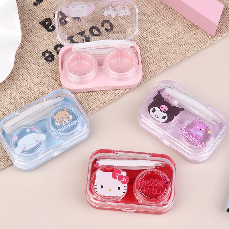 [maybeauty] 1Box Sanrio Hello Kittyคอนแทคเลนส์กรณีKuromi Melody Cinnamorollความงามนักเรียนกล่องเก็บT