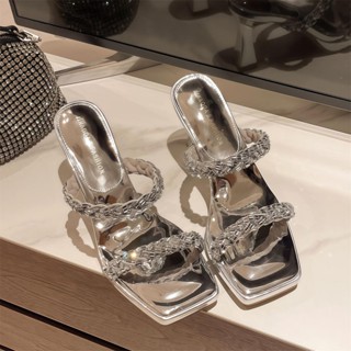 สินค้ามาใหม่ แฟชั่นผู้หญิงรองเท้าแตะส้นสูง3.5นิ้ว มี 3สี หัว…