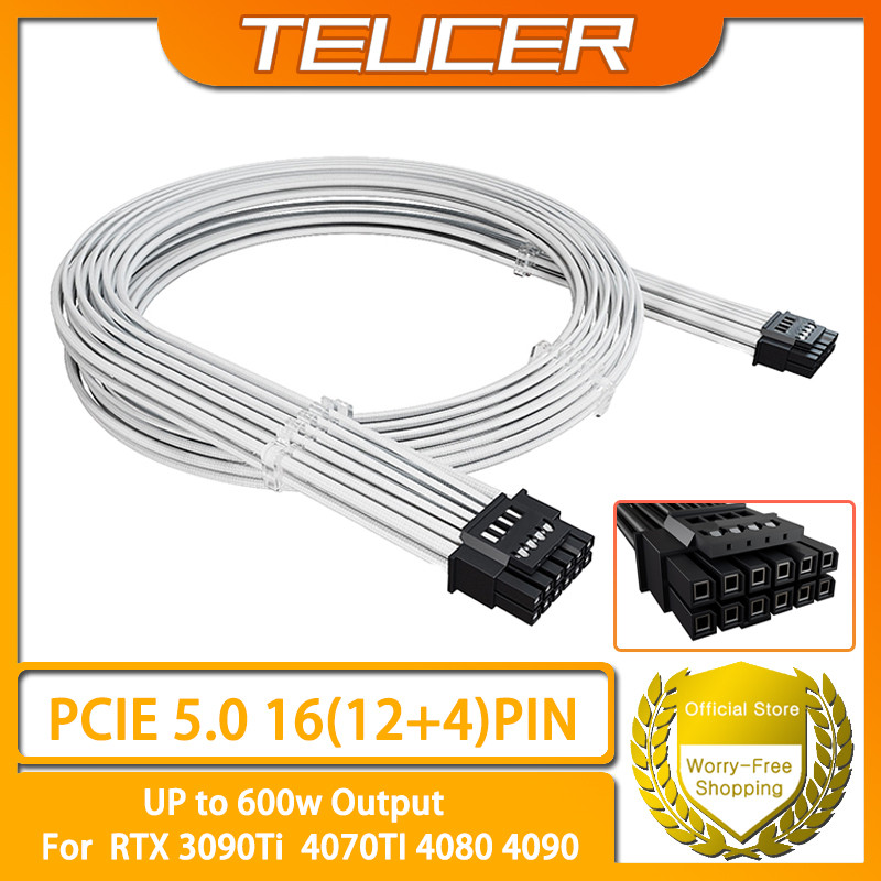 TEUCER PCI-E 5.0 GPU 730 มม.16PIN สาย 12 + 4 PIN 12VHPWR ATX 3.0 Modular สายไฟสําหรับ RTX 3090Ti 407