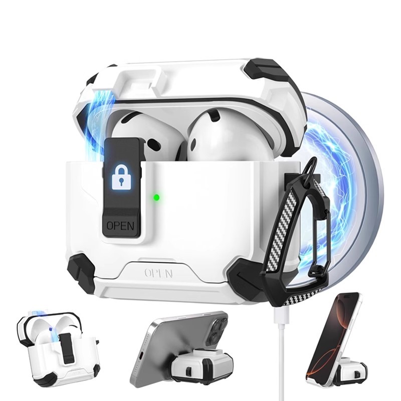 MANGO กรณีปลอกสําหรับ AirPods 1 2 3 4 Pro 2 3 กรณีปลอก Gen 2 3 4 2nd 3rd 4th Gen2 Gen3 Gen4 กันกระแทกล็อคโทรศัพท์วงเล็บแม่เหล็กดึงดูดชาร์จ