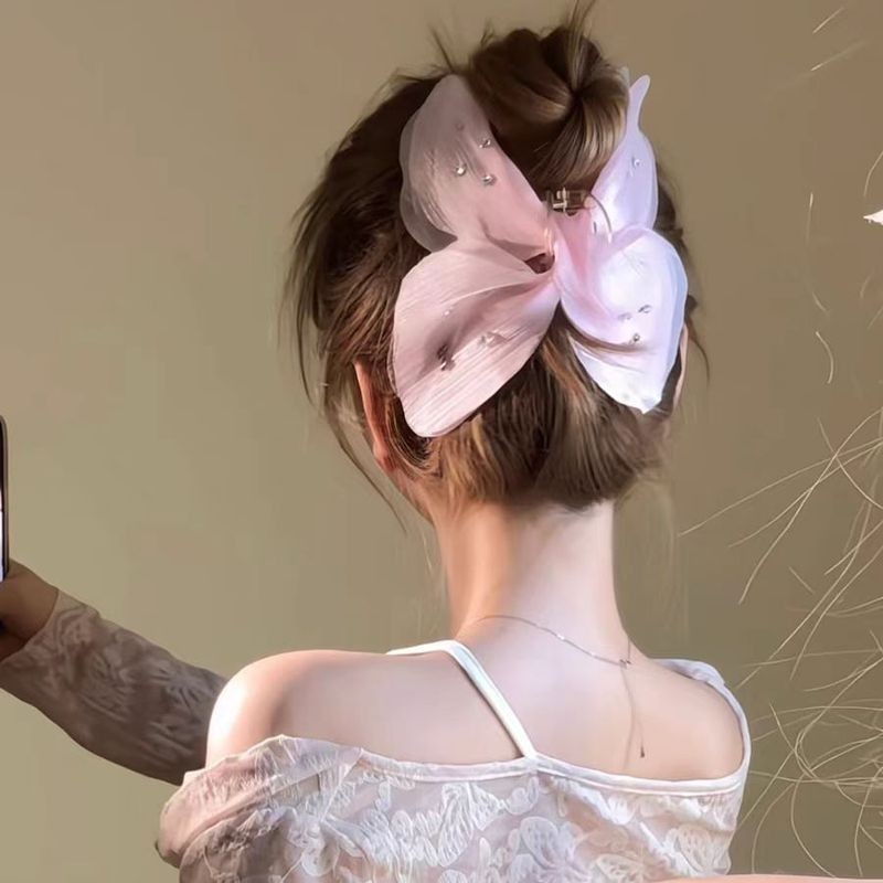 ใหม่ภาษาฝรั่งเศสคําแฟลชเพชรผีเสื้อคว้าคลิปขนาดใหญ่ High-End ตาข่ายคลิปผมด้านหลังหัว Shark คลิปแฟชั่น Classy Headdress ผู้หญิง - รูปที่ 3