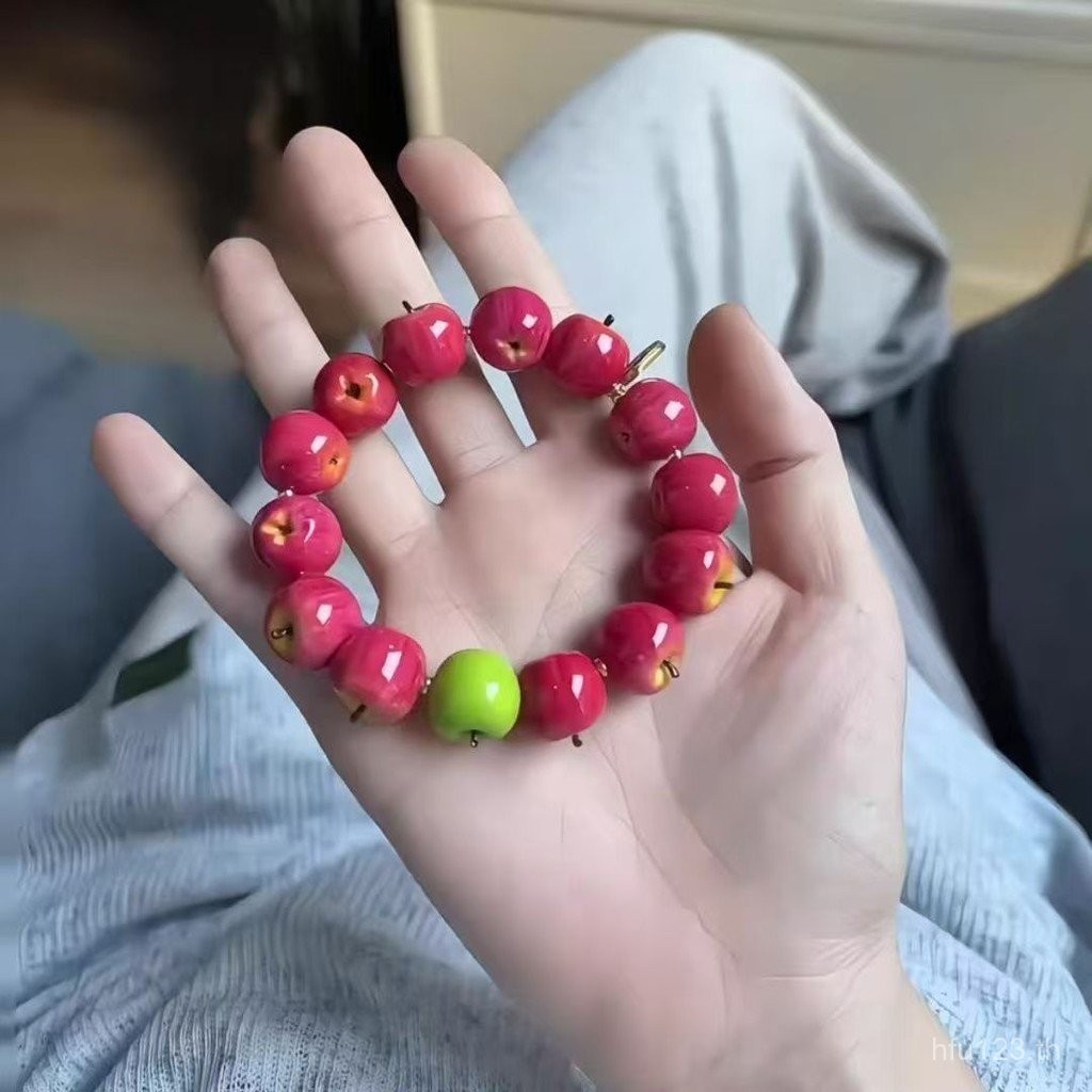 สร้อยข้อมือแอปเปิ้ลสไตล์อินเทอร์เน็ตเซเลบริตี้ น่ารัก สนุกสนาน ดีไซน์เฉพาะตัว แหวนของขวัญสร้างสรรค์สำหรับแฟนสาว