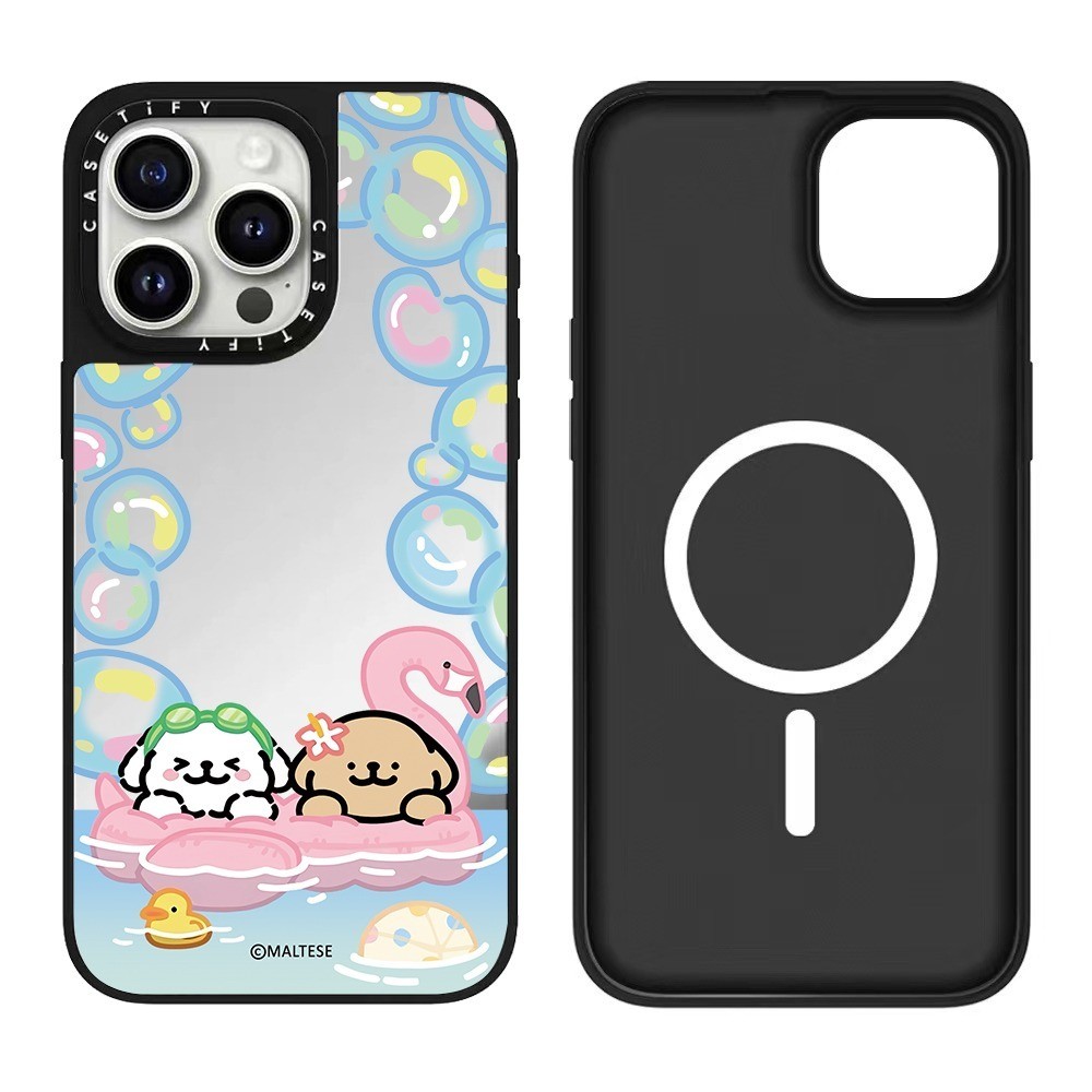 Magnetic Maltese Bubbles Puppy Mirrorเคสโทรศัพท์สําหรับIPhone 16 Pro Max 15 14 13 12 11 Pro Maxปลอกแข็งกันกระแทก - รูปที่ 7