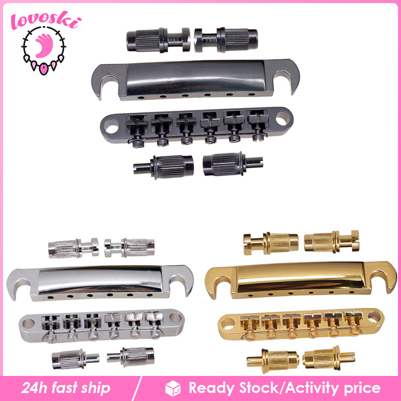 [Lovoski] Roller Saddle Style Bridge Tailpiece Stop Bar สําหรับ LP Les Paul Epi Guitar