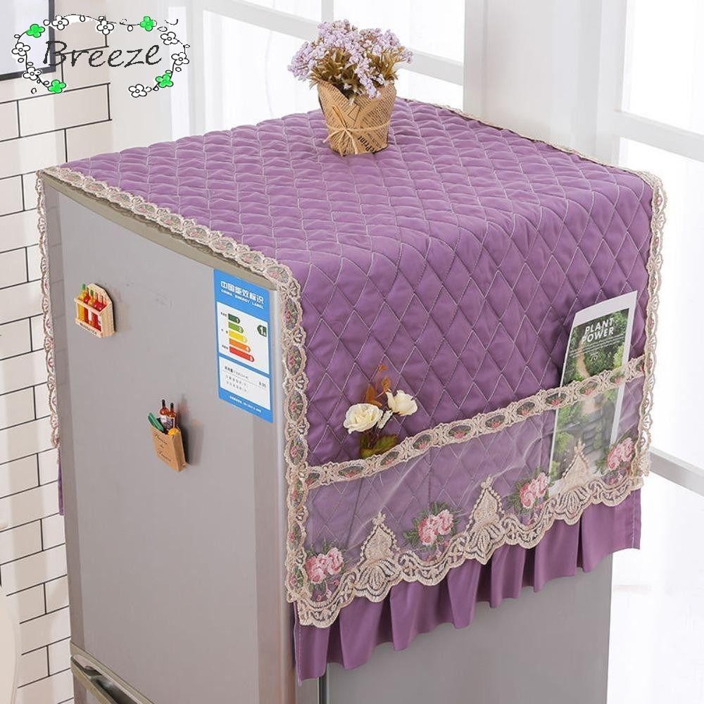 BREEZE ผ้าคลุมกันฝุ่นตู้เย็น, ผ้าคลุมตกแต่งตู้ประตูเดียวกันฝุ่น, มัลติฟังก์ชั่น 55x140 ซม. ซักนุ่ม|ผ้าคลุมผ้าขนหนู
