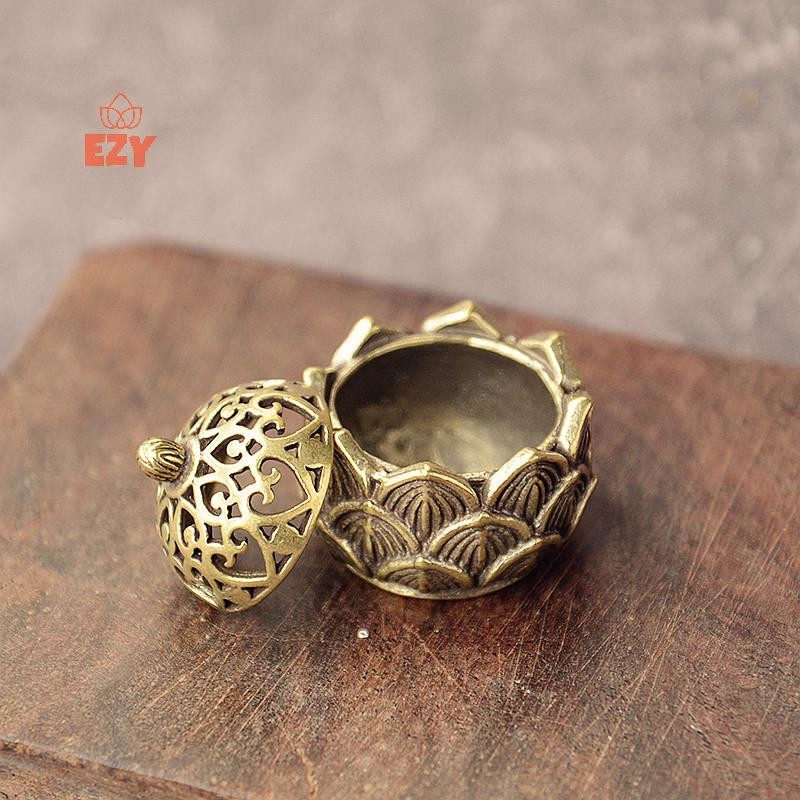 EZY ทองเหลืองพ็อกเก็ต Lotus Jiuding ธูป Burner Hollow ธูป Mini ธูป Burner ใหม่