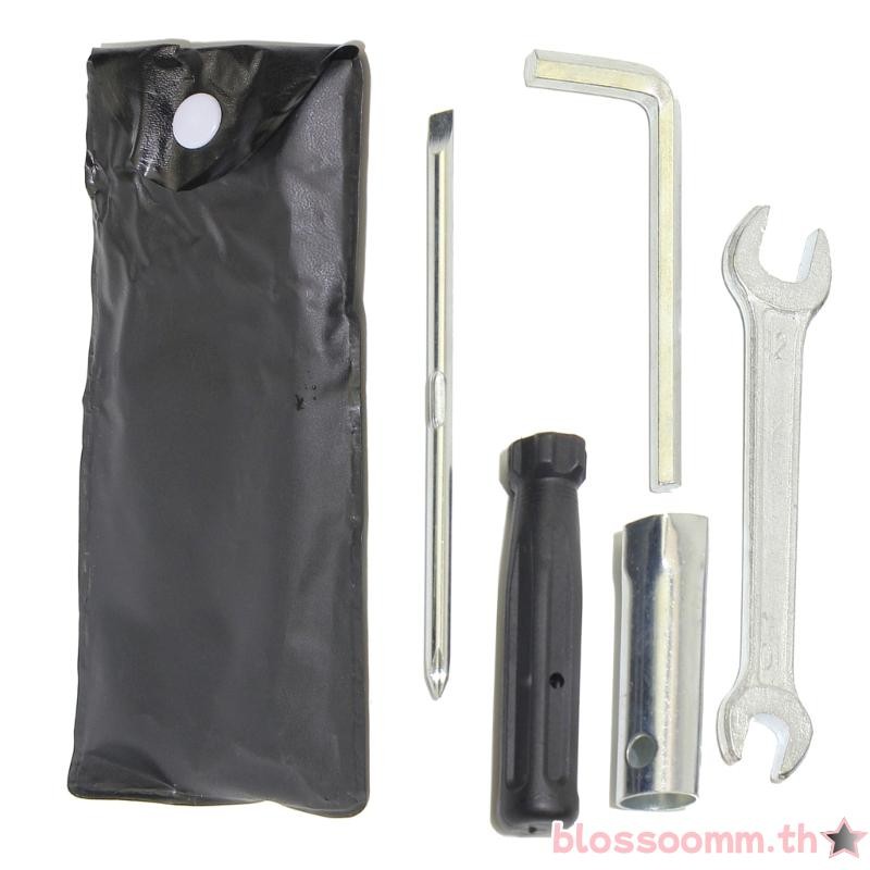 BLOSS 4 ชิ้นมอเตอร์ไซด์ซ่อมเครื่องมือประแจไขควงรถจักรยานยนต์เหล็ก Suite เปิด End Spanners ซ่อมบํารุงรักษาชุด