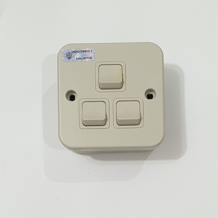PDL Metal Clad Switch 3 Gang 2 Way