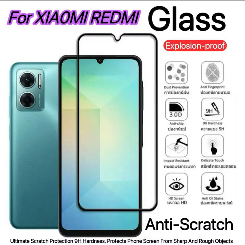 ฟิล์มกระจกเต็มจอ สำหรับ Redmi 9A 9C 10X 5G 10A Note11E For Redmi10 5G A1 4G A1Plus A2 A2Plus