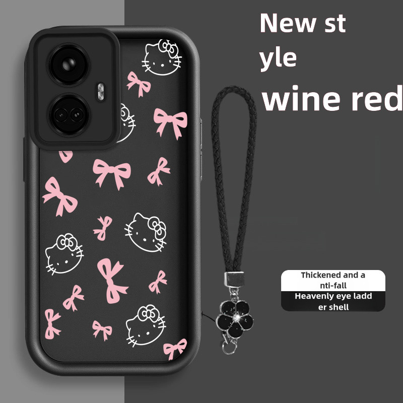 เคสสําหรับ vivo Y77 5G y77e 5g เคสโทรศัพท์ที่กําหนดเอง KT โบว์สีชมพู Lucky หญ้าที่ไม่ซ้ํากันบันไดเคส