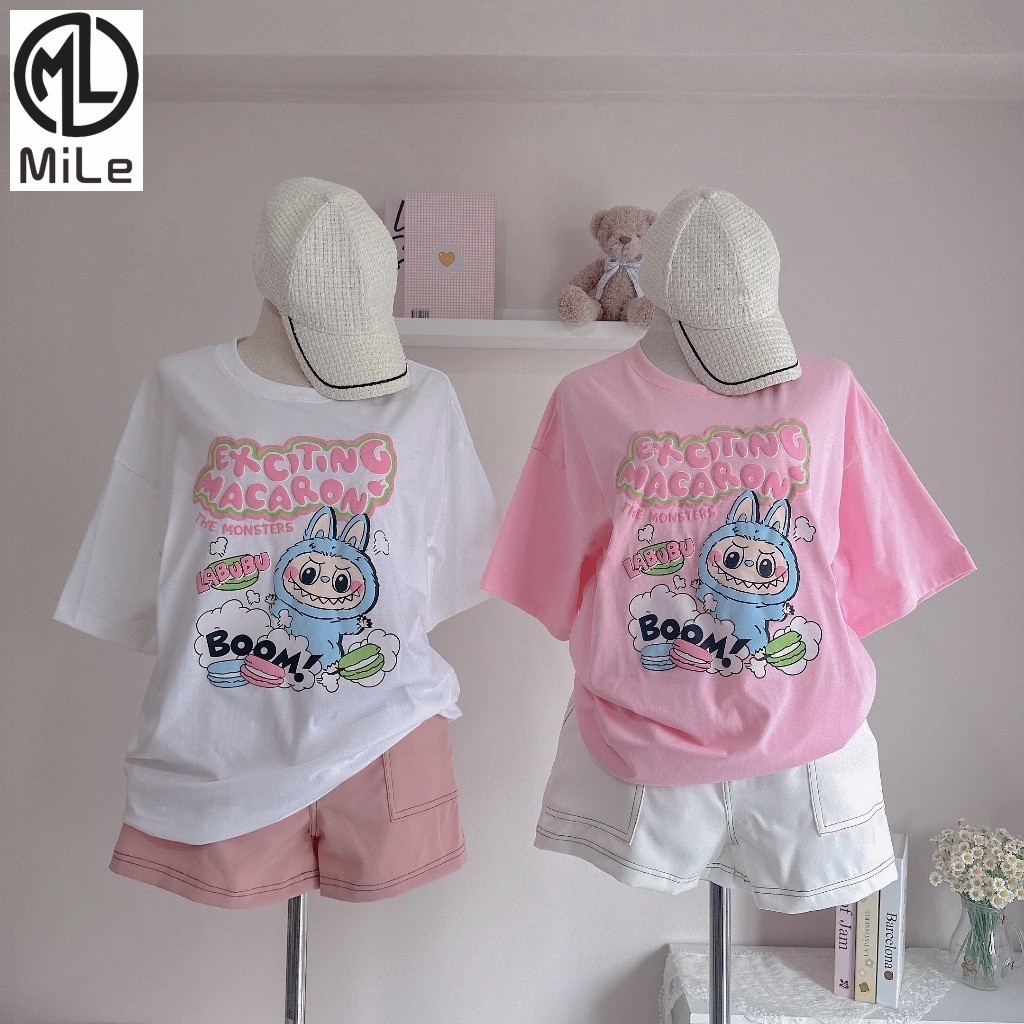 [ML] 90-160 ซม.ฤดูร้อนสไตล์ใหม่สาวพิมพ์แขนสั้น Casual แฟชั่นลดอายุสาวน่ารักกลางเด็กใหญ่ All-Match หลวม t-