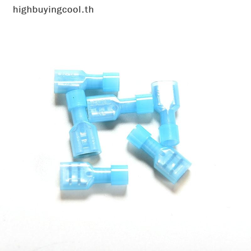 Hcth 50 ชิ้นสีฟ้าฉนวนเต็มไนลอนหญิง Spade Crimp Connector Terminals 16-14AWG ร้อน