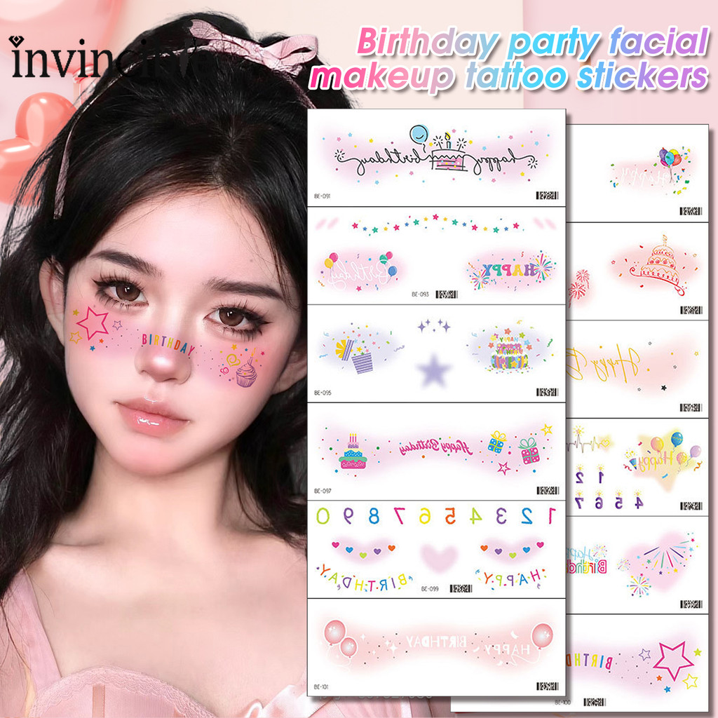 วันเกิดสติกเกอร์รอยสักชั่วคราวกันน้ํา-ธีมปาร์ตี้เทศกาลแต่งหน้าน่ารักรอยสักปลอม ง เอแคลส์ - คริสต์มาสสวัสดีปีใหม่ตกแต่งหน้