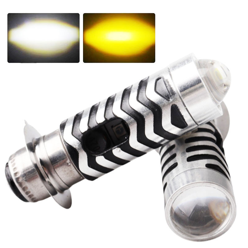 (สว่างเพิ่ม 100%) ไฟหน้า รถมอเตอร์ไซค์ หลอดไฟตัดหมอก LED P15D สีขาว เหลือง ไฟหน้ามอเตอร์ไซค์ ไฟหน้า