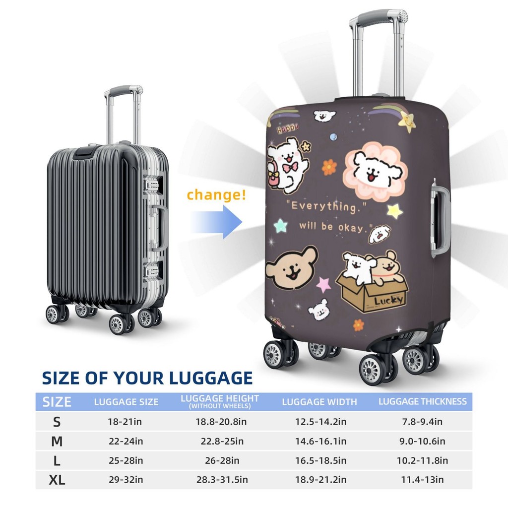 ผ้าคลุมกระเป๋าเดินทาง หมามอลทีส ผ้าสแปนเด็กซ์ แบบยืดหยุ่น ยืดหยุ่น Maltese Puppy Travel Luggage Cover 18-32 นิ้ว BY016