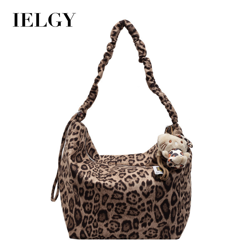 Ielgy European American Retro Leopard Print Simple Mori Commuter Tote Bag