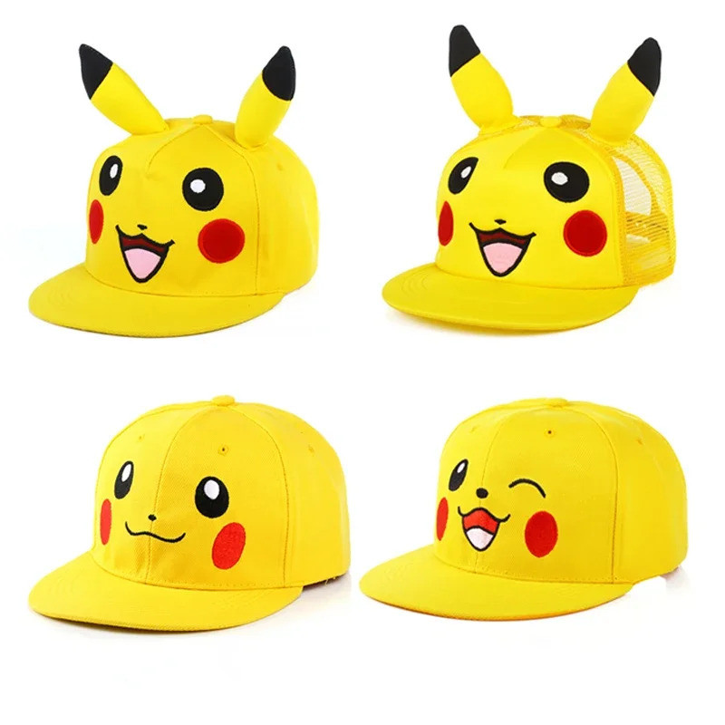 โปเกมอนเบสบอลหมวก Original Pikachu ผู้ปกครองเด็กการ์ตูนหมวกอะนิเมะอุปกรณ์เสริมปรับ Hip-Hop Pokemon หมวกเด็กผู้หญิงของขวัญ