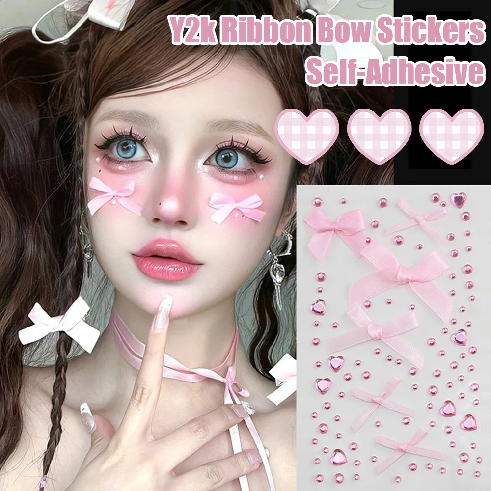 3ง พลอยเทียม ริบบิ้นโบว์สติกเกอร์ใบหน้า-กาวในตัว,กันน้ํา,ชั่วคราว-เพชรสักแพทช์- ทําเอง ร่างกาย ศิลปะ ง เอแคลส์ -เวทีใบหน้าแต่งหน้าแพทช์-สําหรับเทศกาลแต่งหน้า,อ