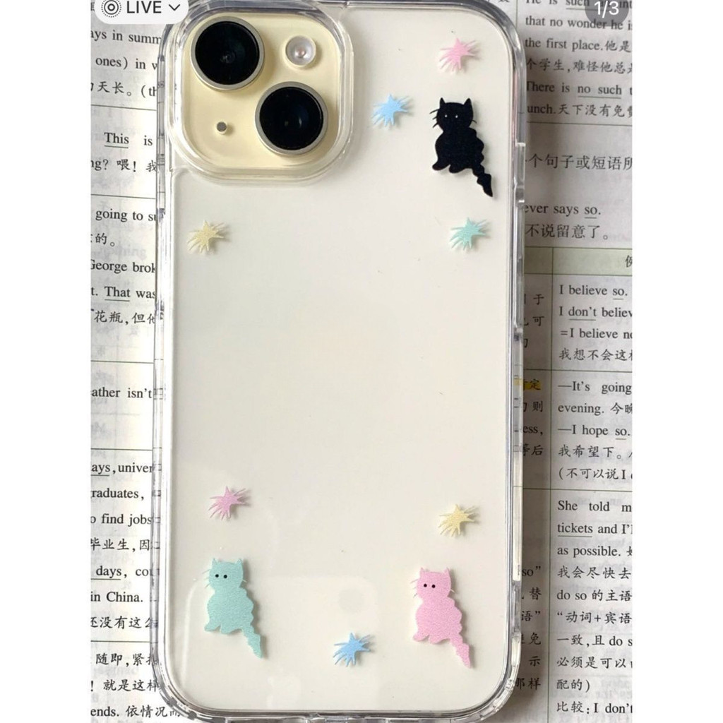 สีสันแมวใสนุ่มสําหรับIphoneกรณี 16promax 15 15promax 14promax 13pro 13promax 11 12promax 7PLUS XR