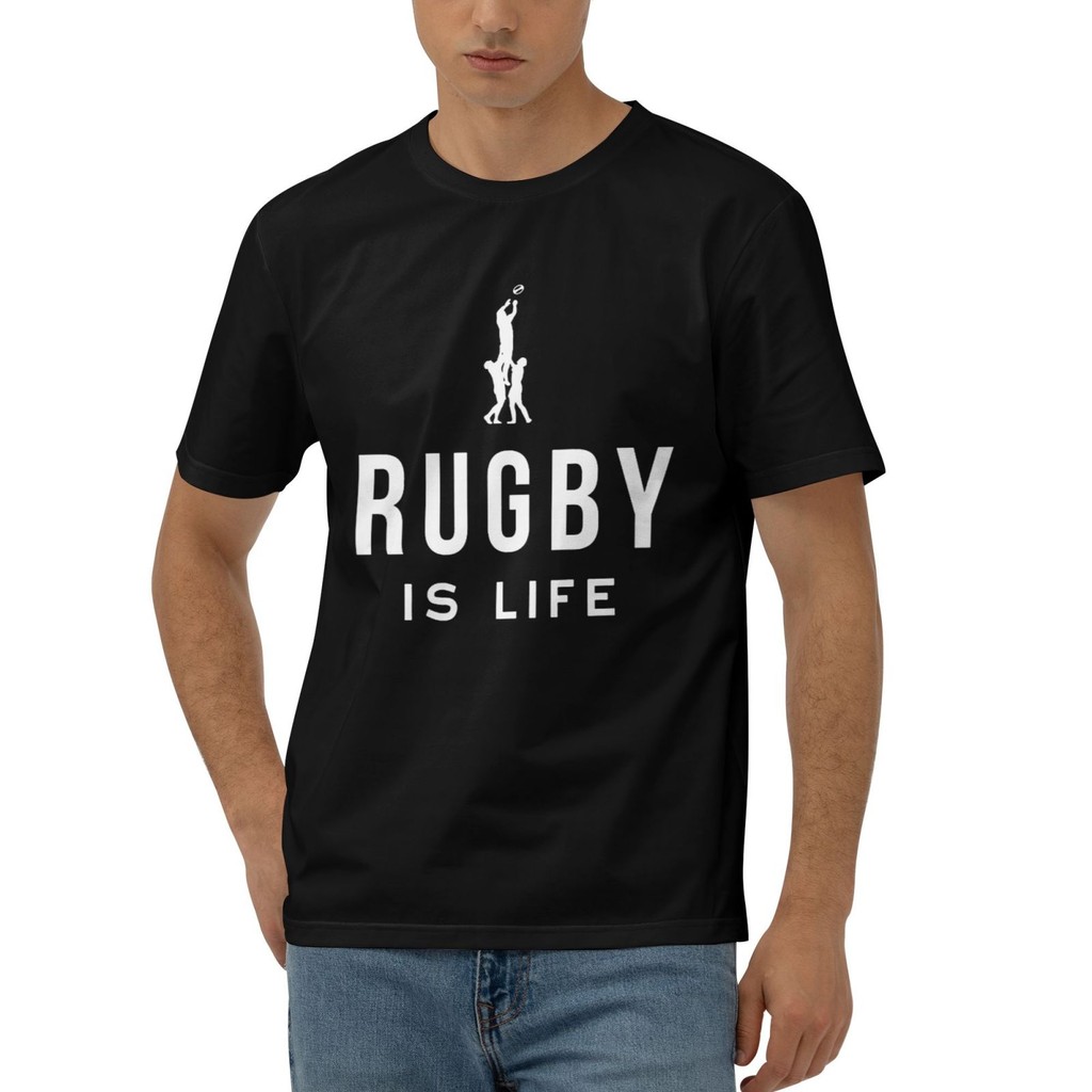 Rugby Is Life Cotton T-Shirt เสื้อผ้าผู้ชายใหม่ที่โดดเด่น