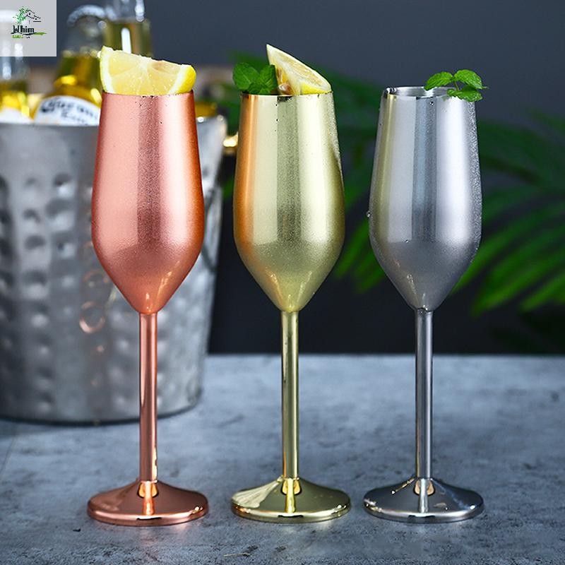 Cod 220ml สแตนเลสสตีล Goblets แก้วไวน์แดงน้ําผลไม้เครื่องดื่มแชมเปญ Goblet Party Barware ห้องครัว Drinkware ใหม่