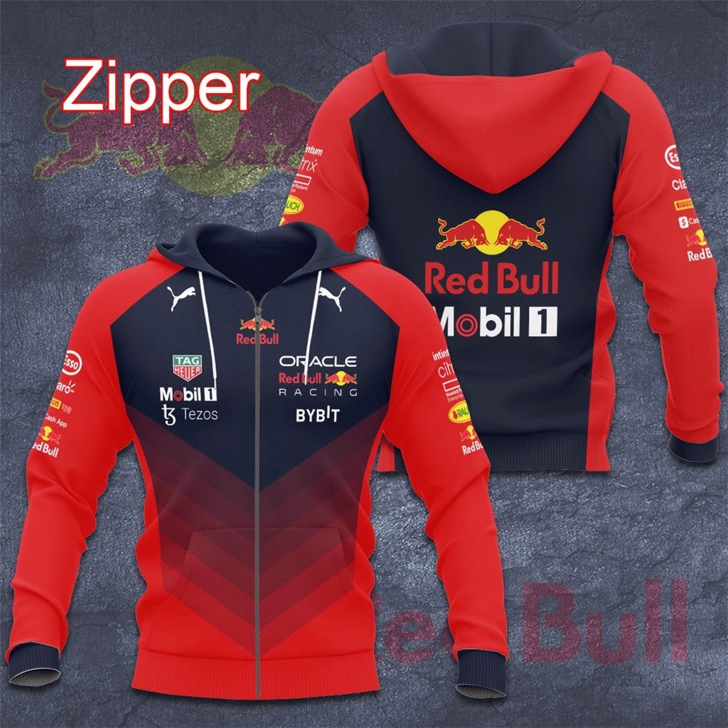 2024 ผู้ชายซิป Hooded Oracle Bone Red Bull Racing Mobil1 Tezos Racing รถทีมฤดูใบไม้ผลิเสื้อกันหนาวแจ