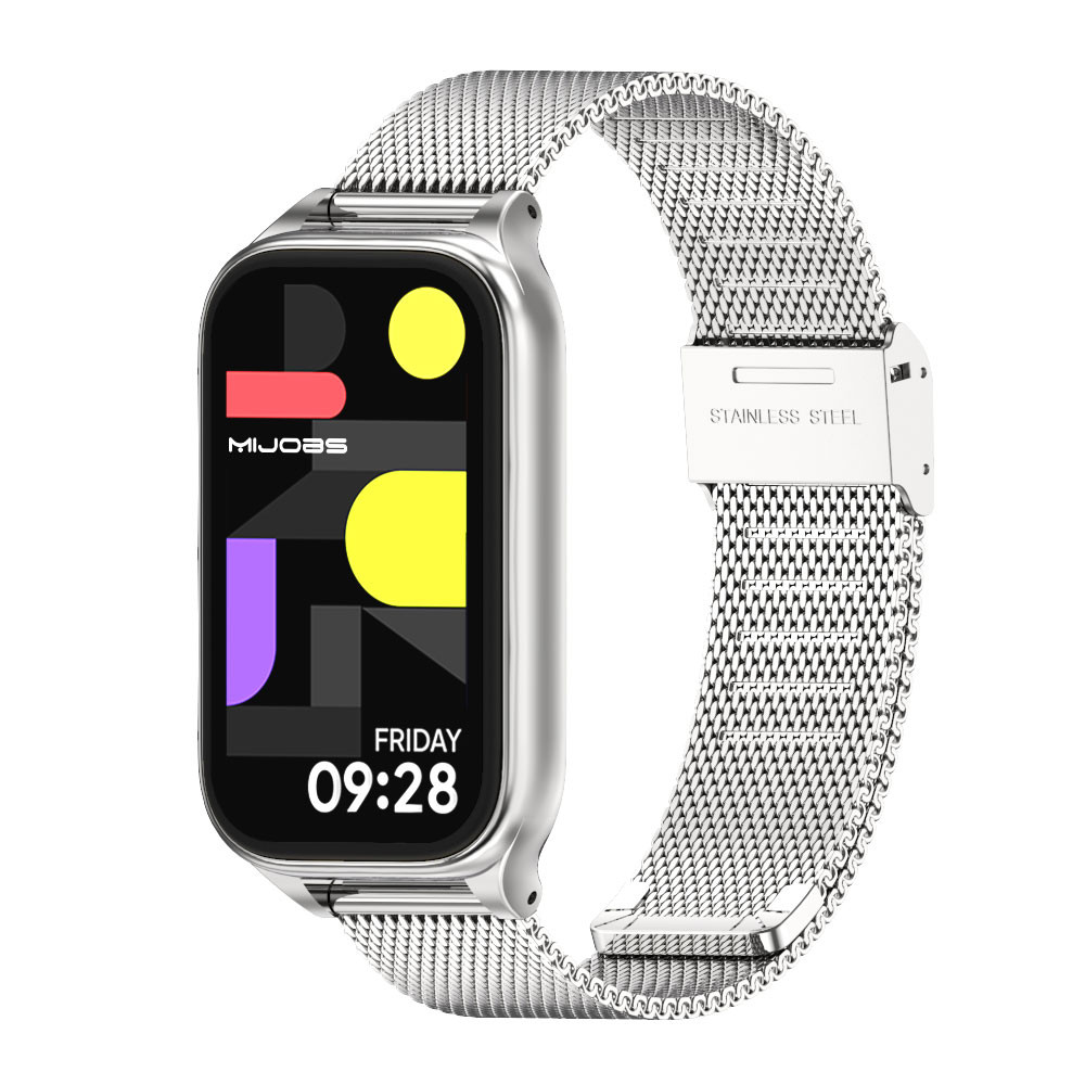 Mijobs สําหรับ Redmi Band 3 Milanese สายนาฬิกาโลหะสําหรับ Mi Band 9 Active ผู้ชายผู้หญิงสแตนเลสสายแม่เหล็ก