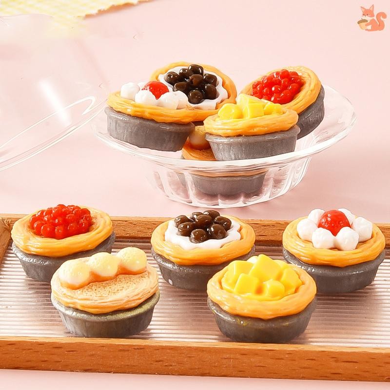 [BI] 1 ชุด 1:12 Dollhouse Miniature Fruit Cake Egg Tart ขนมปังขนมชุดห้องครัวอาหารตกแต่งตุ๊กตาอุปกรณ์ TH