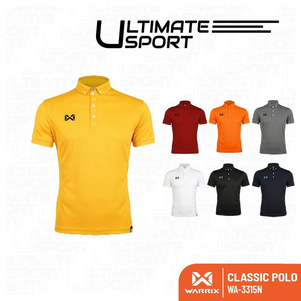 Warrix เสื้อโปโลวาริกซ์ วอริกซ์ รุ่น Classic Polo WA-3315 แขนสั้น คอปก สีล้วน ใส่สบายไม่ต้องรีด WA3315 - ดำ/แดง/ส้ม